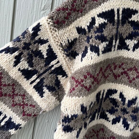 VTG Otavalo Ecuador Wool Sweater Geometric Chunky Knit Unisex M/L - Picture 5 of 8